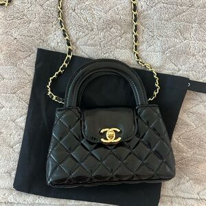 Black Quilted Kelly Nano Bag